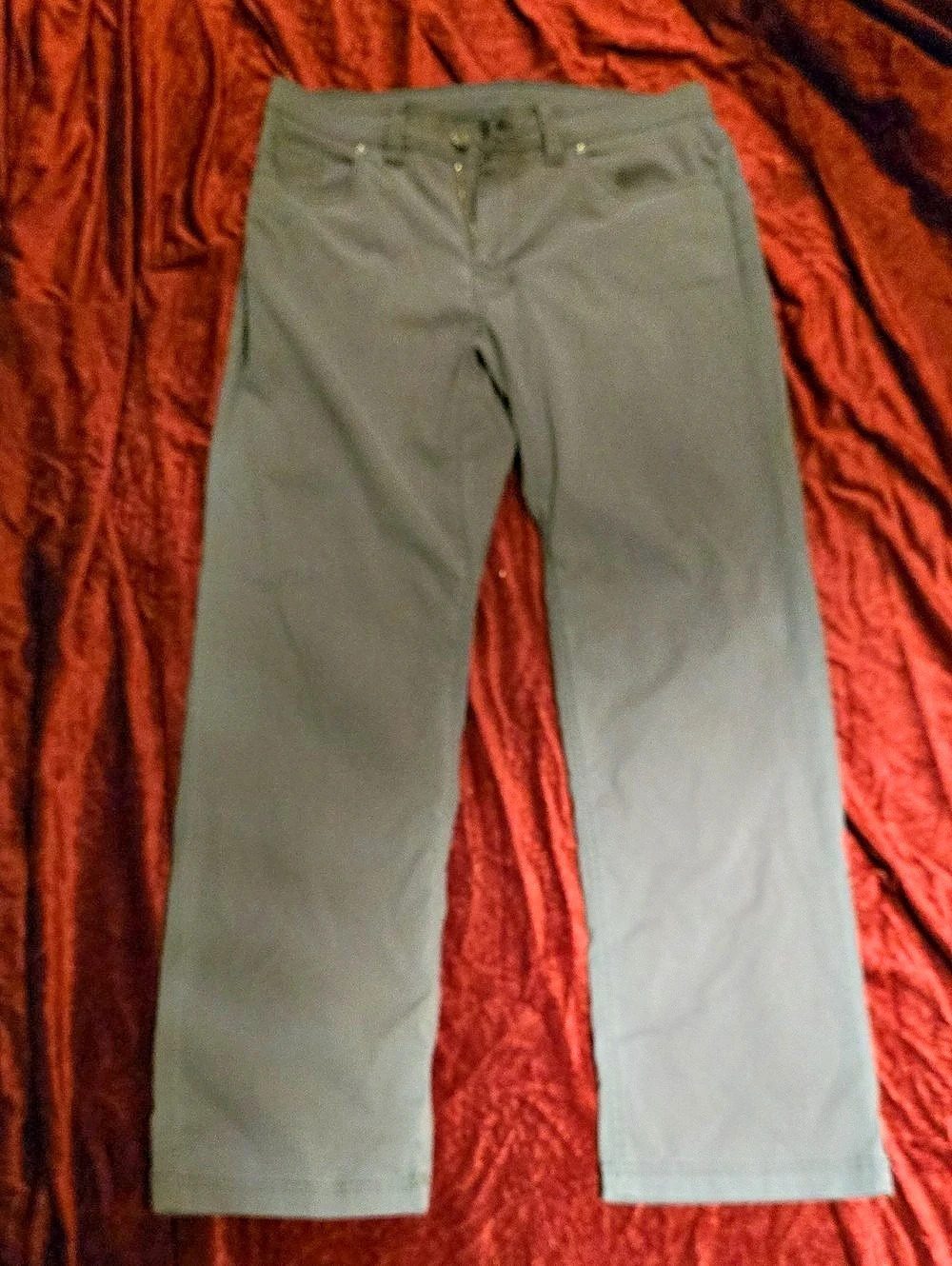 Prana Straight Leg Breathe Pants Gray Waist 33